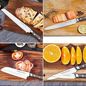 Emojoy Knife Set, 16-Piece Kitchen Knife Set with Carving Fork, Precious Wengewood Handle for Chef Knife Set with Block, German Stainless Steel, Emojoy - Home Decor Lo