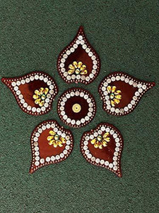 Skylofts 6 Pc Flower Acrylic Rangoli Reusable for Floor Table Decoration (7inch*7inch) - Diwali Gifts & Decorations - Home Decor Lo