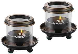 Borosil Antique Diya Lights (Medium, Set of 2) - Home Decor Lo