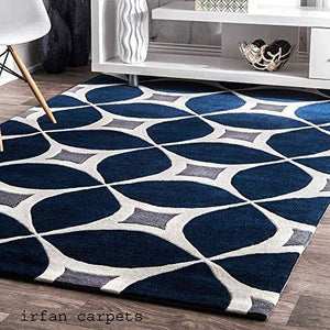 Irfan Carpets Modern Handmade Export Quality Tuffted Pure Woollen Latest Geometrical Carpet for Living Room Size 5 x 8 feet (150X240 cm) Multi - Home Decor Lo