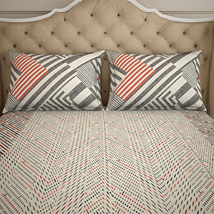 Spaces Atrium 144 TC 100% Cotton King Size Double Bedsheet with 2 Pillow Covers (Geometric, 88" X 108" Inches) - Beige (1046521) - Home Decor Lo