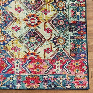 Status 3D Printed Vintage Persian Carpet Rug Runner for Bedroom/Living Area/Home with Anti Slip Backing (4X 6 Feet-Medium, Multi)-Pack of 1 - Home Decor Lo