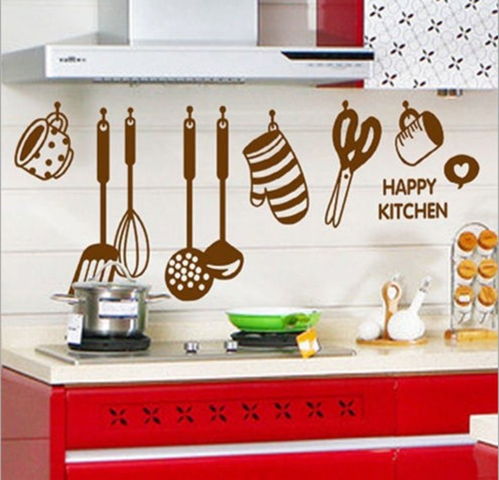 Decals Design 'Stylish Kitchen' Wall Sticker (PVC Vinyl, 60 cm x 45 cm, Brown) - Home Decor Lo
