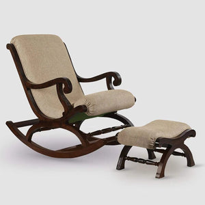 Shilpi Teak Wood Rocking Chair With Foot Rest - Home Decor Lo