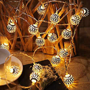CITRA Led Metal Ball String Light for Home Decoration for Home,Office, Diwali, Eid & Christmas Decoration (Golden Ball Warm White) - Home Decor Lo