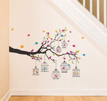 Load image into Gallery viewer, Amazon Brand - Solimo Wall Sticker for Living Room (Birdie House, Ideal Size on Wall - 133 cm x 90 cm) - Home Decor Lo