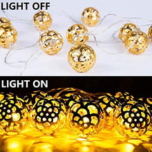 Load image into Gallery viewer, LILYPIN® Metal Ball Morrocan Orb White Wire String Light Fairy Lights for Diwali and Festival Decorations - Warm White - Home Decor Lo