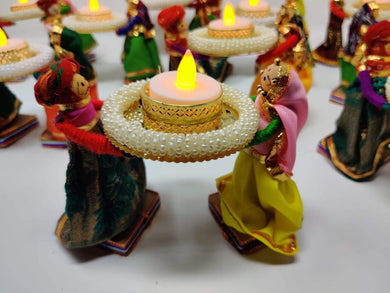 ABC Season Store Bhai-Bhabhi Rajasthani Couple Diya | Festive-Traditional-Elegant Look | 1 Pair | Handicraft-Decorative Gift Article | Festive product i.e. Diwali,Marriage,Birthday etc. | Proudly Made In India - Home Decor Lo