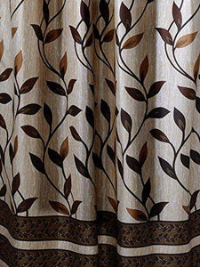 Home Sizzler Floral 4 Piece Eyelet Polyester Door Curtain Set - 7ft, Brown - Home Decor Lo