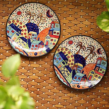 Load image into Gallery viewer, ExclusiveLane Hut Handpainted Ceramic Dinner Plates Dinnerware Serving Plate Thali Ceramic Plates for Dinner (2 Pieces, Microwave &amp; Dishwasher Safe) - Home Decor Lo