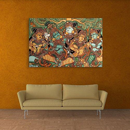 Inephos Unframed Canvas Painting - Kerala Mural Art Wall Painting for Living Room, Bedroom, Office, Hotels, Drawing Room (91cm X 61cm) - Home Decor Lo