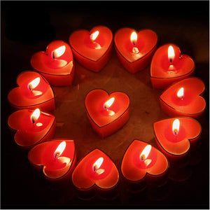 Heart Shaped Red Scented Tea Light Candles | Pack of 10