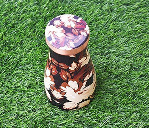 JAIN ART VILLA Copper Bedroom Bottle Printed Jug with Inbuilt Glass, Joint Free Bedside Jar, Modern Design, (1000 Ml) - Home Decor Lo