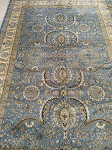 Kashmiri Silk Design Higher Quality Silk Carpet for Your Home & Office Room 180X275 cm (6.0 X 9.0 feet) Sky Blue - Home Decor Lo