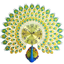 Load image into Gallery viewer, SIBY European Style 3D Metal Big Size Peacock Designer Wall Clock for Home Living Room Décor, 1Pc(Golden, 70cm x 70cm) - Home Decor Lo