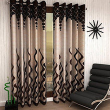 Load image into Gallery viewer, Home Sizzler Polyester Eyelet Window Curtain, 5ft (Set of 2)(Brown) - Home Decor Lo