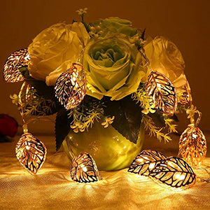 Mikha 16LED Leaves Fairy Decorative String Lights for Indoor, Outdoor Gardens Homes Diwali Wedding Christmas Party Lighting Decoration - Home Decor Lo