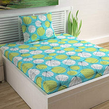 Load image into Gallery viewer, Divine Casa Sense Cotton 104 TC Single Bedsheet with Pillow Cover - Floral, Turquoise Blue - Home Decor Lo