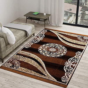 Vram 5D Designer Superfine Exclusive Velvet Carpet | Rug | Living Room | Bedroom | Hall | School | Temple | Bedside Runner | - |60" inch x 84" inch | 150 cm x 210 cm | 5 Feet x 7 Feet | - Camel-Brown - Home Decor Lo