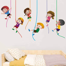 Load image into Gallery viewer, StickMe &#39;Kids Playing Climbing Up The Rope Wall Sticker &#39; - SM329 (PVC Vinyl - 100Cm X 65 cm) - Home Decor Lo