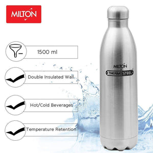 Milton Duo DLX Stainless Steel Flask, 1500ml, Silver - Home Decor Lo