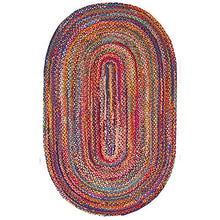 Load image into Gallery viewer, Fernish Decor Braided Cotton Carpet Rug Multicolor for Bedroom 3x5 Feet Oval - Home Decor Lo