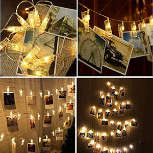 CITRA Waterproof LED String 16 Clips Fairy Twinkle Diwali Party Christmas Home Decor Festivals Lights for Decoration for Hanging Photos, Cards and Artwork - Warm White - Home Decor Lo