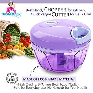 Smile Mom Easy Vegetable Chopper Cutter Set (400 ml) for Kitchen with 3 Stainless Steel Blade (Violet) - Home Decor Lo