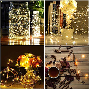 Archies® Starry Fire Fly Fairy Copper Wire LED Lights for Diwali Christmas, Parties, Indoor, Outdoor,Weddings, Celebration, Festival Decoration Usage (1 mtr. 10 Bulbs, Battery Operated) - Home Decor Lo