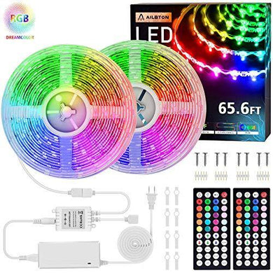 65.6ft Led Strip Lights 20M Ultra-Long S-Type Color Changing Light Strip with 2 Remote,600LEDs DIY Color Lights RGB LED Lights with UL Listed Adapter for Large-Place of Bar,Party,Home Decoration - Home Decor Lo