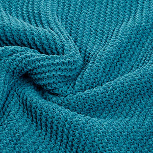 AmazonBasics Knitted Chenille Throw Blanket - 66 x 90 Inches, Teal - Home Decor Lo