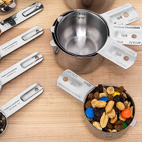 Stainless Steel Measuring Cups and Spoons Set -11pcs - Hudson Essentials