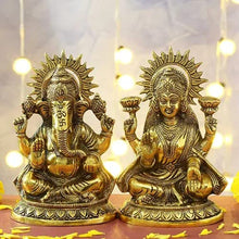 Load image into Gallery viewer, KERWA Brass Laxmi Ganesh Idol murti for Diwali puja Pooja Gift Gifting Home Office Decoration,Golden (2 inch)