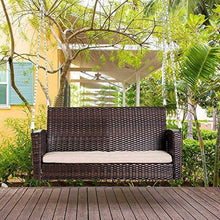 Load image into Gallery viewer, Weather Resistant Hanging Wicker Porch Swing Chair with Cushion - Home Decor Lo