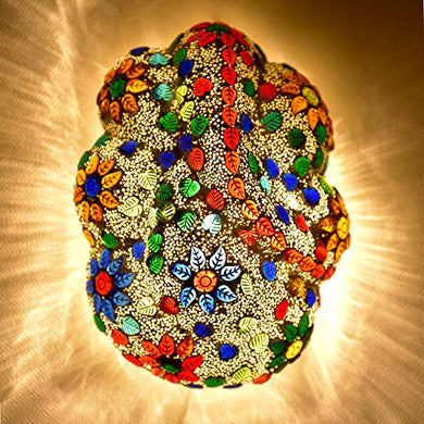 Shivam Lites Mosaic Ganesha Multi-Color Floral Glass Wall Mount Lamp (Pack of 1, 20cm) - Home Decor Lo