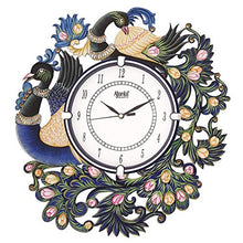 Load image into Gallery viewer, asian multistore hub Stylish Ajanta Wall Clock for Home Living Room Office Bedroom Decor (Royal Peacock Design, 12x12 Inch, Wooden, Blue White) - Home Decor Lo