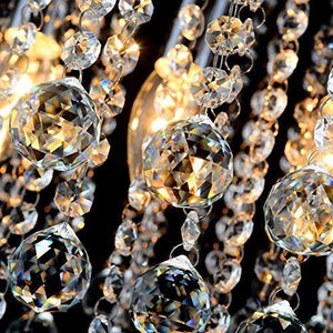 CRYSTA WORLD Made in India Chandelier Luxury Light Lamp Round Crystal Rain Drop Pendant Light Fixture for Living Room Bedroom.(3 in 1) - Home Decor Lo
