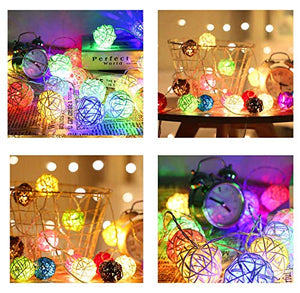 Ascension ® 3.5meters 16 LEDs Globe Rattan Balls String Lights for Home Decoration Festival Decor Lights Indoor Outdoor Decorative Fairy Lights Curtain (Multi) AC Powered - Home Decor Lo