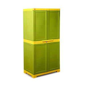 Cello Novelty Big Cupboard with 3 Shelves (Green and Yellow) - Home Decor Lo