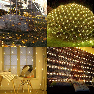 PESCA Led Net Mesh Fairy String Decorative Lights Low Voltage 9.5ft x 7.5ft 224 LEDs (Warm-White) - Home Decor Lo