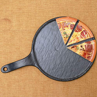 REYIN EYIN Matt Black Pan Platter | Pizza Platter | Pizza Serving | Serving Tray | 12 inches - Home Decor Lo