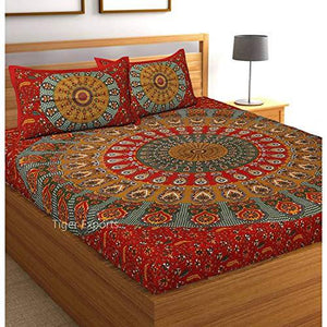 TIGER EXPORTS Cotton 144 TC Bedsheet (Red_Queen) - Home Decor Lo