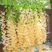 Load image into Gallery viewer, GPARK 12 Pieces Wisteria Artificial Flower 45 inch Bushy Silk Vine Ratta Hanging Garland Hanging for Wedding Party Garden Outdoor Greenery Office Wall Decoration Champagne - Home Decor Lo