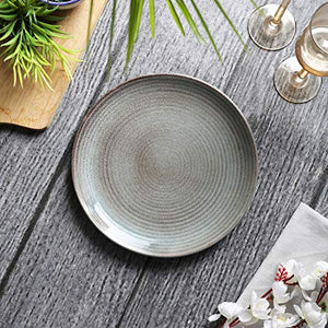 Tatvam Homes Handmade Austere Organic Ceramic Full Dinner Plates (10 inches, Set of 6) - Home Decor Lo