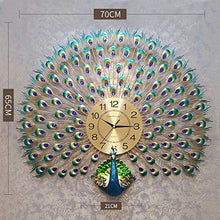 Load image into Gallery viewer, ARKS Home Decoration European Peacock Wall Clock Non-Ticking Silent Quartz Metal Clocks, with bic Numerals,Diamond Roundation (70 * 65 * 21cm) - Home Decor Lo