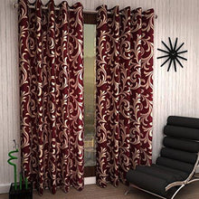 Load image into Gallery viewer, Home Sizzler 2 Piece Eyelet Polyester Window Curtain - 5ft, Maroon - Home Decor Lo