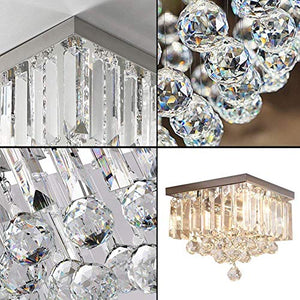 Discount4product Crystal Modern Chandeliers Lighting LED Ceiling Light Pendant Bulb Light Fixture, 35cm Diameter and Height :1.8 feet(Transparent) - Home Decor Lo