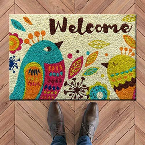 Atmah Birdy Welcome Coir Door Mat, Size 40 X 60 Cm - Home Decor Lo
