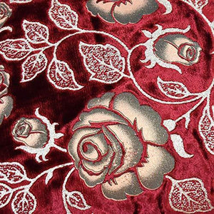 S N TRADERS Gold Embossed Floral Print Velvet Cushion Covers (Maroon, Red, 16x16 Inch, 40x40 cms) - Set of 5 Pieces - Home Decor Lo