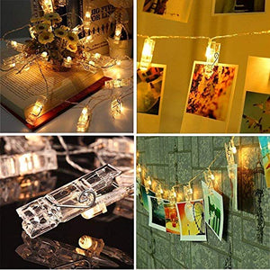 CITRA Waterproof LED String 16 Clips Fairy Twinkle Diwali Party Christmas Home Decor Festivals Lights for Decoration for Hanging Photos, Cards and Artwork - Warm White - Home Decor Lo